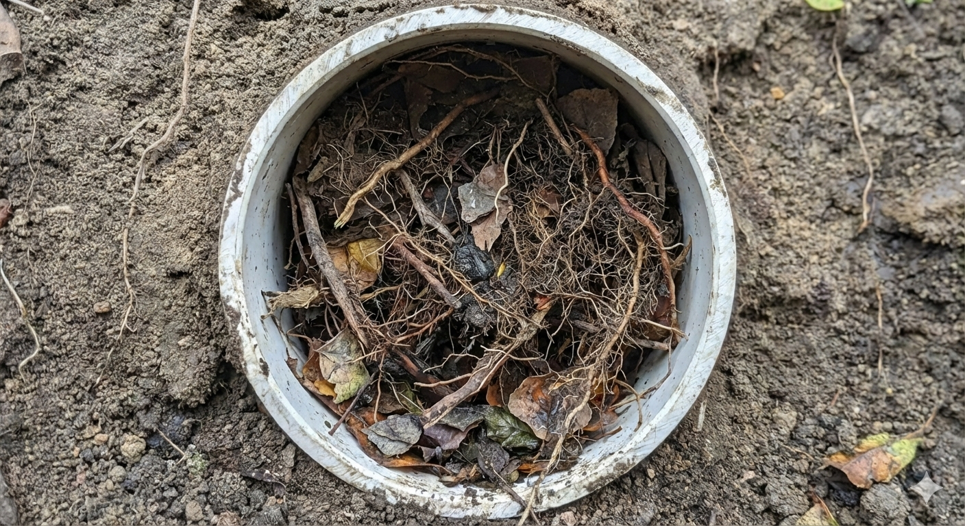 Graphic of underground drain clog scenario